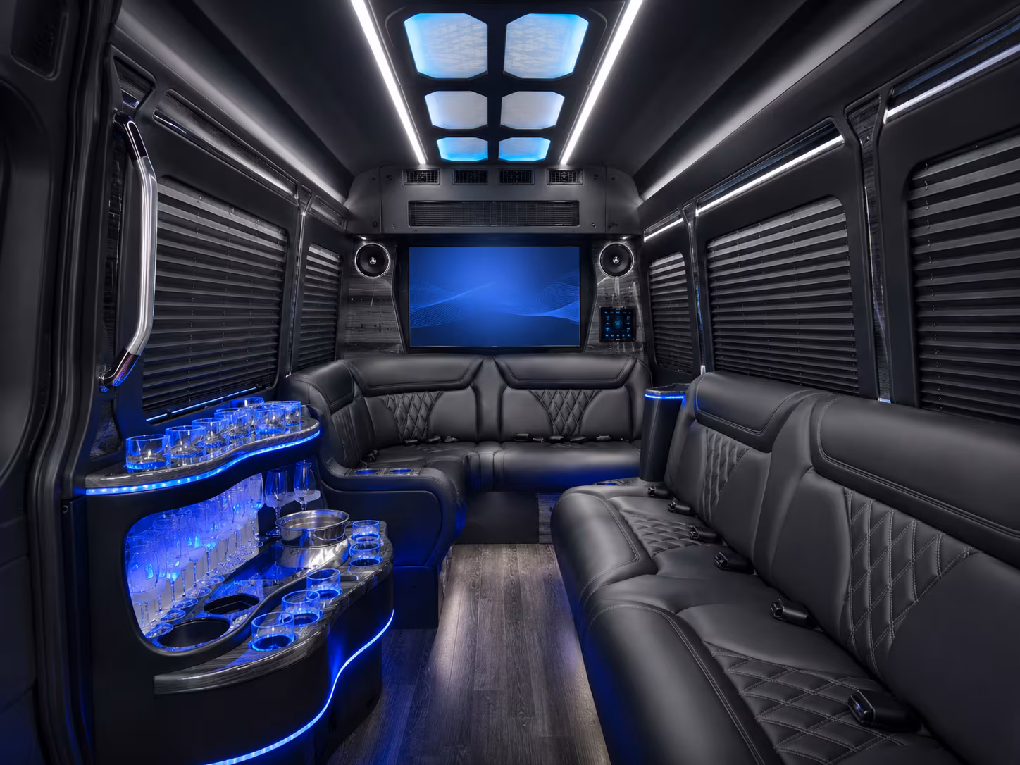 frisco 18 passenger party bus inside