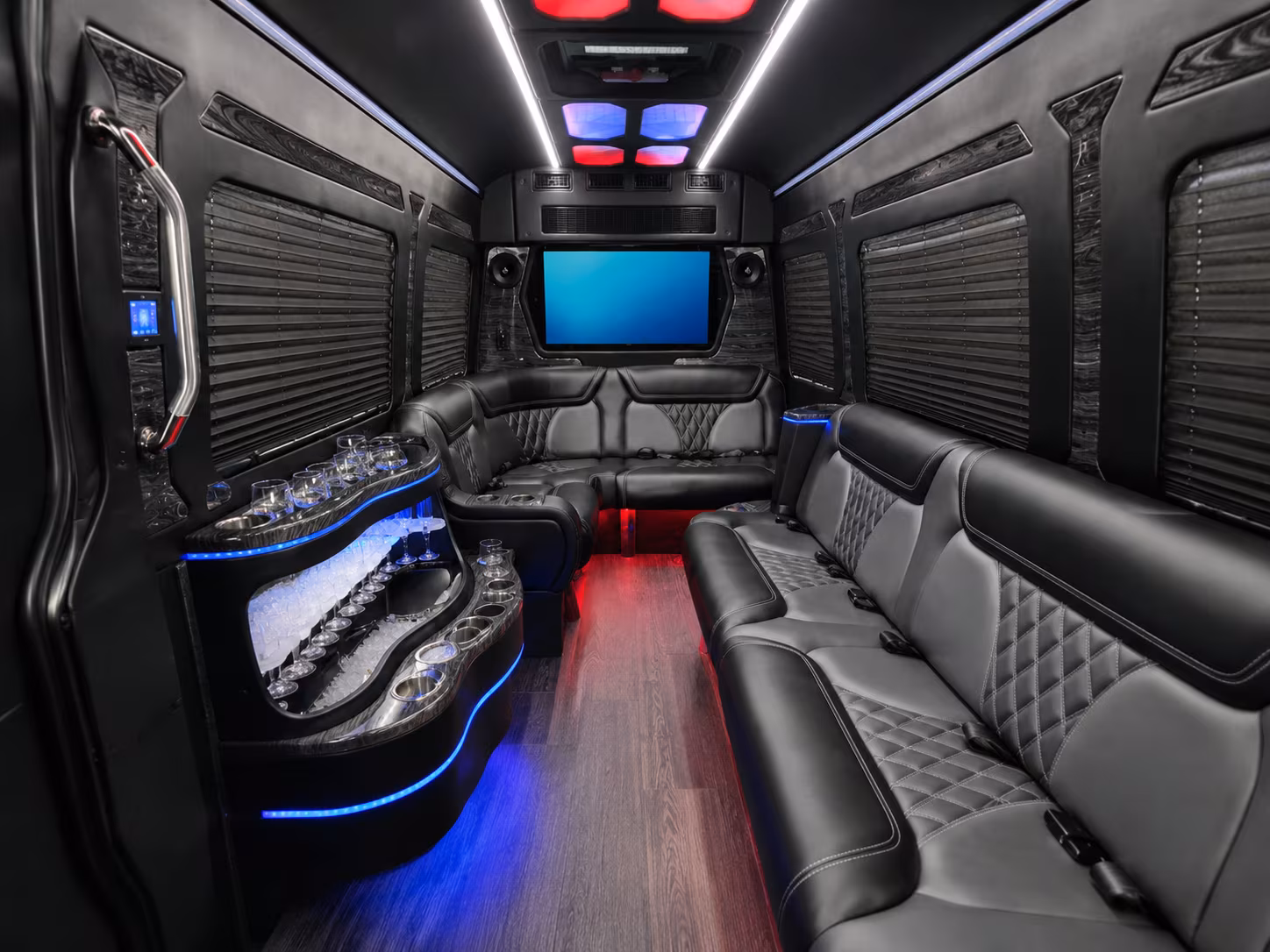 frisco 40 passenger party bus inside