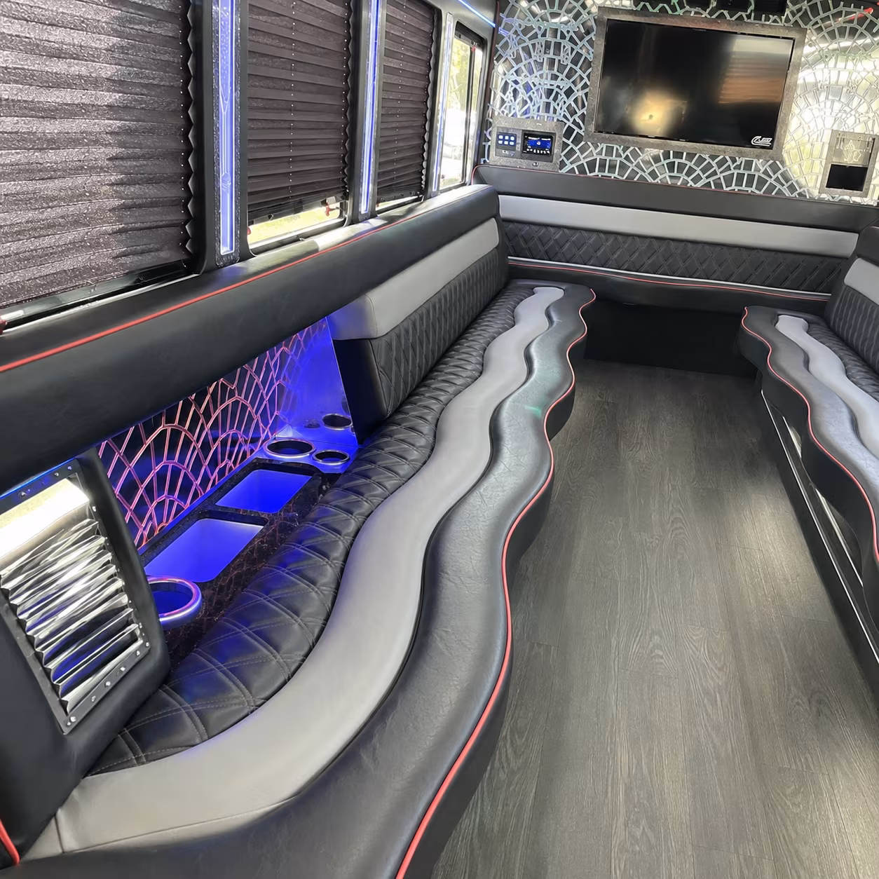 party buses and minibuses that make the ride part of the night