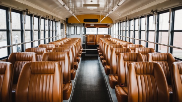 frisco school bus rental interior